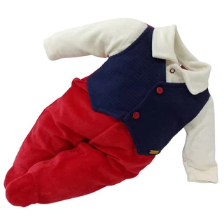 Macacão Plush Finta Colete Bebê Menino Chuquinha Inverno