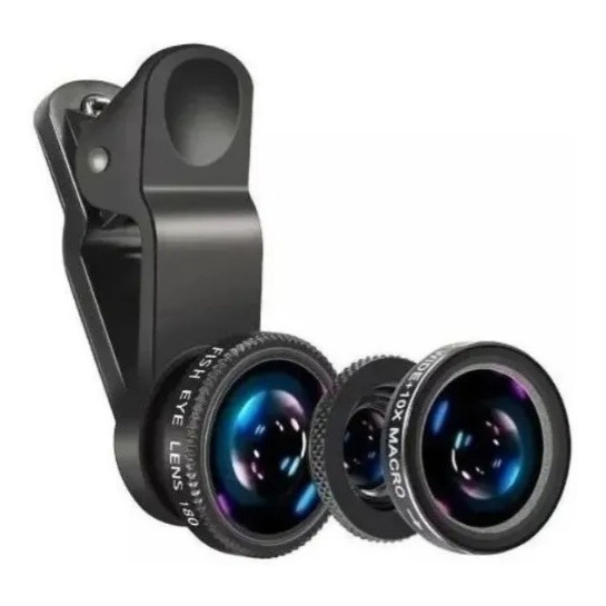 Kit 3 Lentes Universal Para Celular Fish Eye Macro Wide Angl