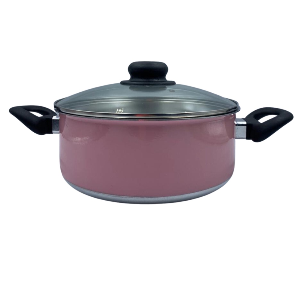 Panela Caçarola Rosa Polida Com Tampa Vidro N22 3,4 Litros | Shopee Brasil