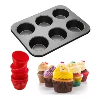 Forma Cupcake 6 Cavidades Antiaderente Empada Petit Gateau