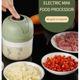 Mini Processador de Alimentos Moedor Alho com 03 Lâminas Elétrico Sem Fio Recarregável USB