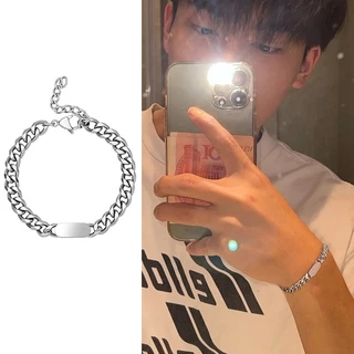 Moda Coreana Simples Prata Titânio Pulseira De Aço Hip Hop Punk Joias Unissex