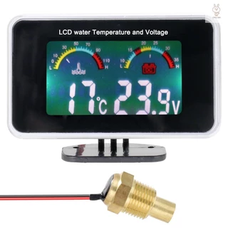 Visor Digital LCD Do Carro Termômetro De Temperatura Da Água Voltímetro 2 Em 1 Medidor E Voltagem 1/8 Sensor De Rosca De 10mm