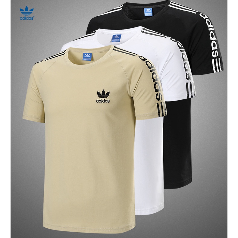 Adidas100 % Clover Men's Bordado Logotipo De Verão Versátil Camiseta De Manga Curta Casal De Algodão