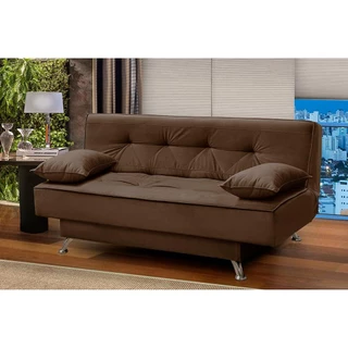 sofá cama 1,80m França Suede Marrom Adonai Estofados
