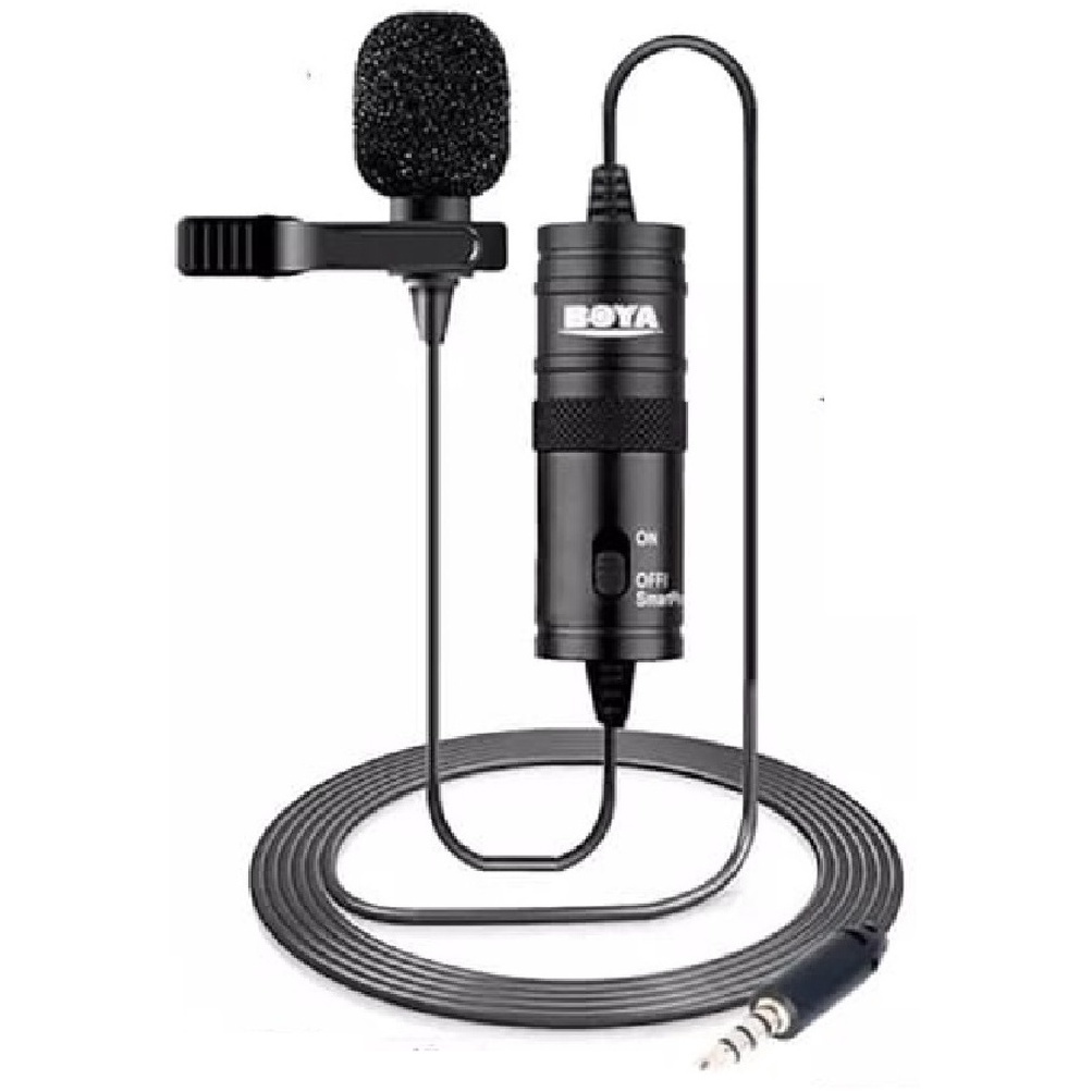 Microfone Lapela Profissional Boya BY-M1 3,5mm Stereo Para Professores Palestrantes Youtubers Gravação