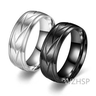 Anel De Listras Esculpido Em Aço Inoxidável Exclusivo Para Casal , 8mm De Largura Com Corte De Flores , Jóias Da Moda