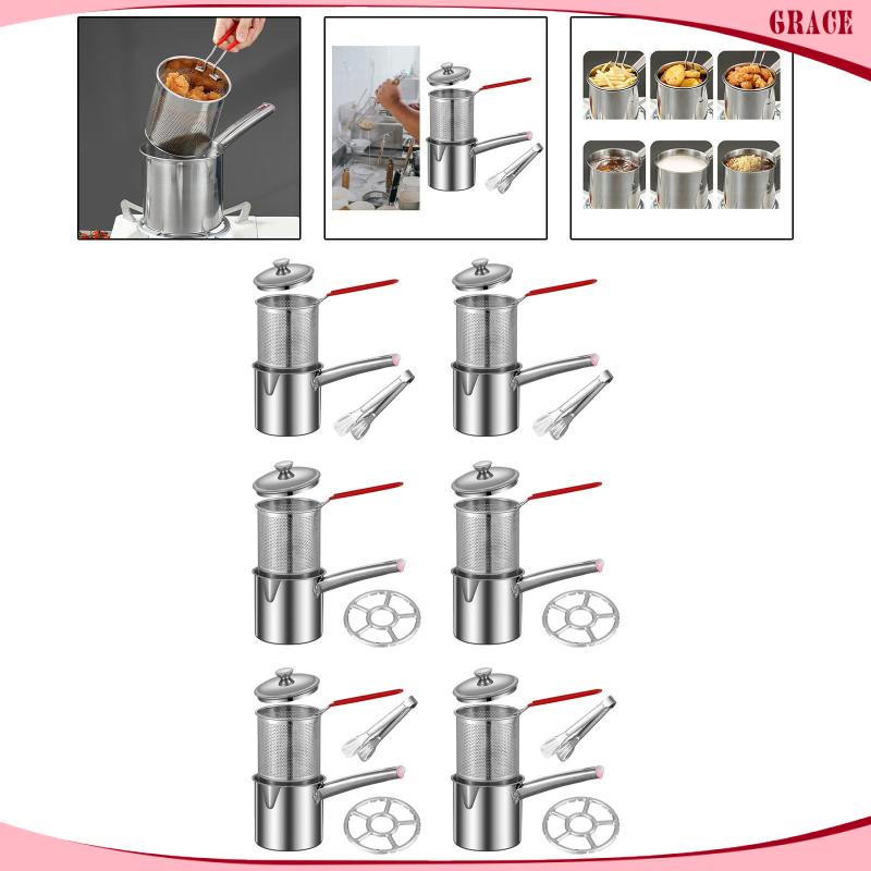 [Conjunto De Fritadeira Profunda , Trem De Cozinha Com Cesta De Aço Inoxidável , Prático Alças , A Óleo , Panela De Cozimento Leite Para Mochila , Fritura