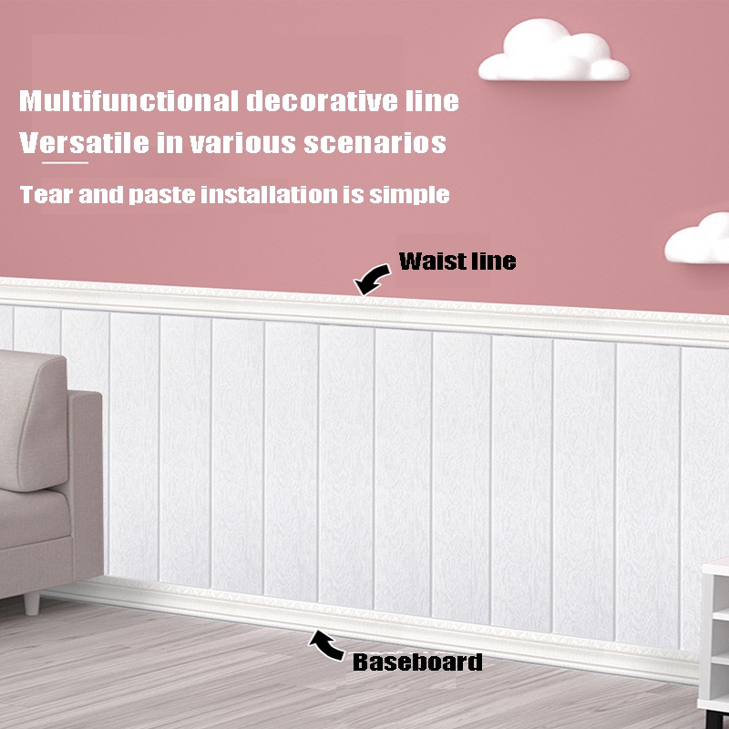 Autocolante De Parede 3D Borda De Rodapé Papel À Prova D'água Para Decoração De Sala De Estar