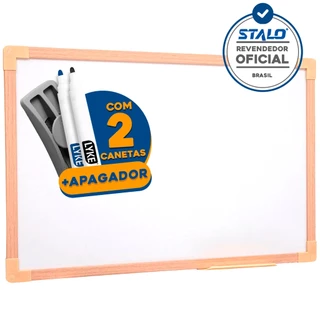 Lousa Quadro Branco 120x90 Madeira Soft + 2 Canetas Apagador