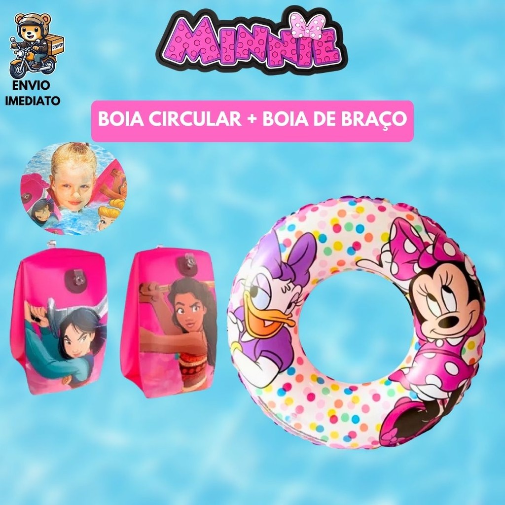 Boia Infantil De Braço E Circular Princesas Disney Minnie Inflável ...