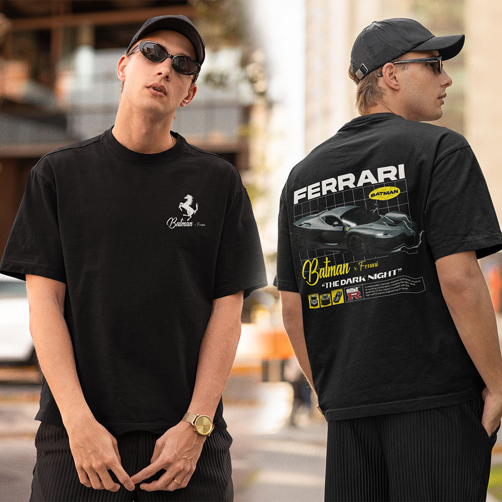 Camiseta Ferrari Batman Dark Night Camisa De Carro Premium 100% Algodão ...