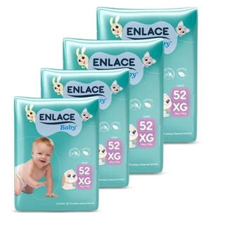 Fralda Descartável Enlace Baby Hiper Tamanho XG - 4 Pacotes com 52 Fraldas - Total 208 Tiras
