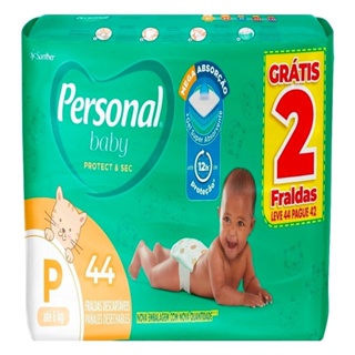 Fralda Descartável Personal Soft & Protect Mega Tamanho P - Embalagem com 44 Fraldas