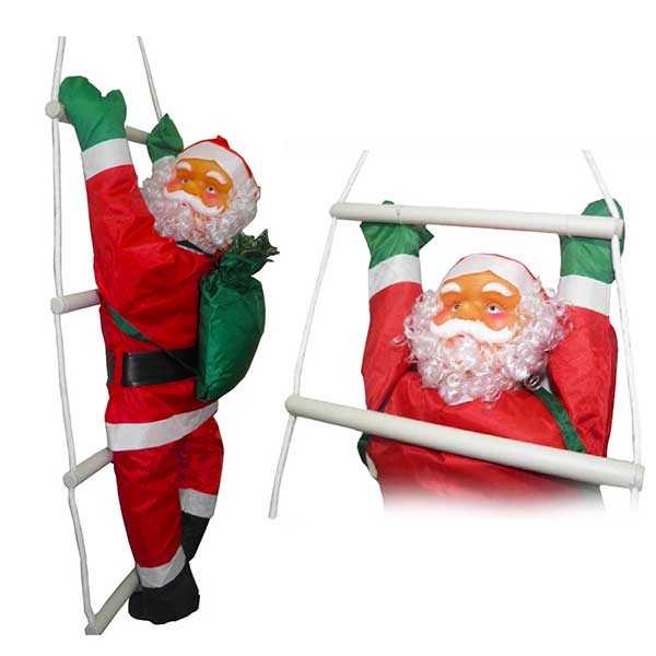 Papai Noel Subindo Escada Natal Decoracao Grande 72cm Altura Natalino