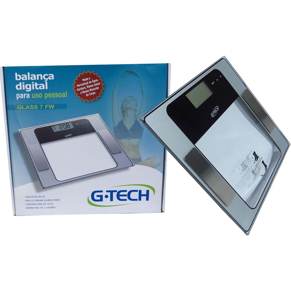 Balança Digital Modelo Glass 7 FW Bioimpedância Controle de Peso Gtech ...