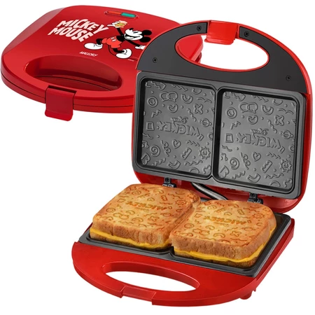 Sanduicheira Grill Disney preta com placas de Mickey Mouse