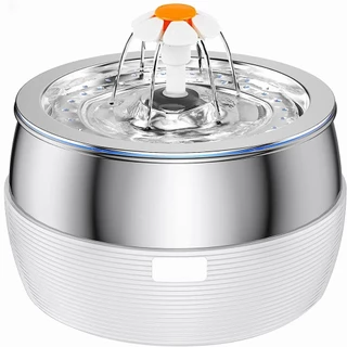 Fonte 3L USB Auto De Aço Inoxidável 102 oz Para Gatos Filtro Distribuidor De Água Animais Domésticos Com Torneira Alimentador Automático Cães Coelhos