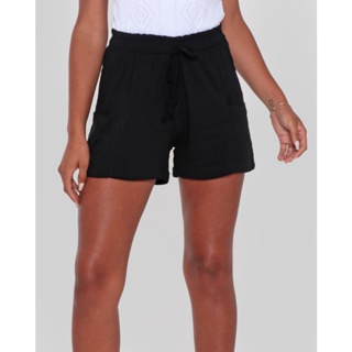 Short Feminino Básico Bolsos Preto