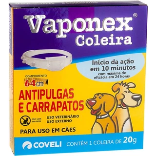 Coleira Antiparasitária Antipulgas e Carrapatos Coveli Vaponex para Cães - 20g