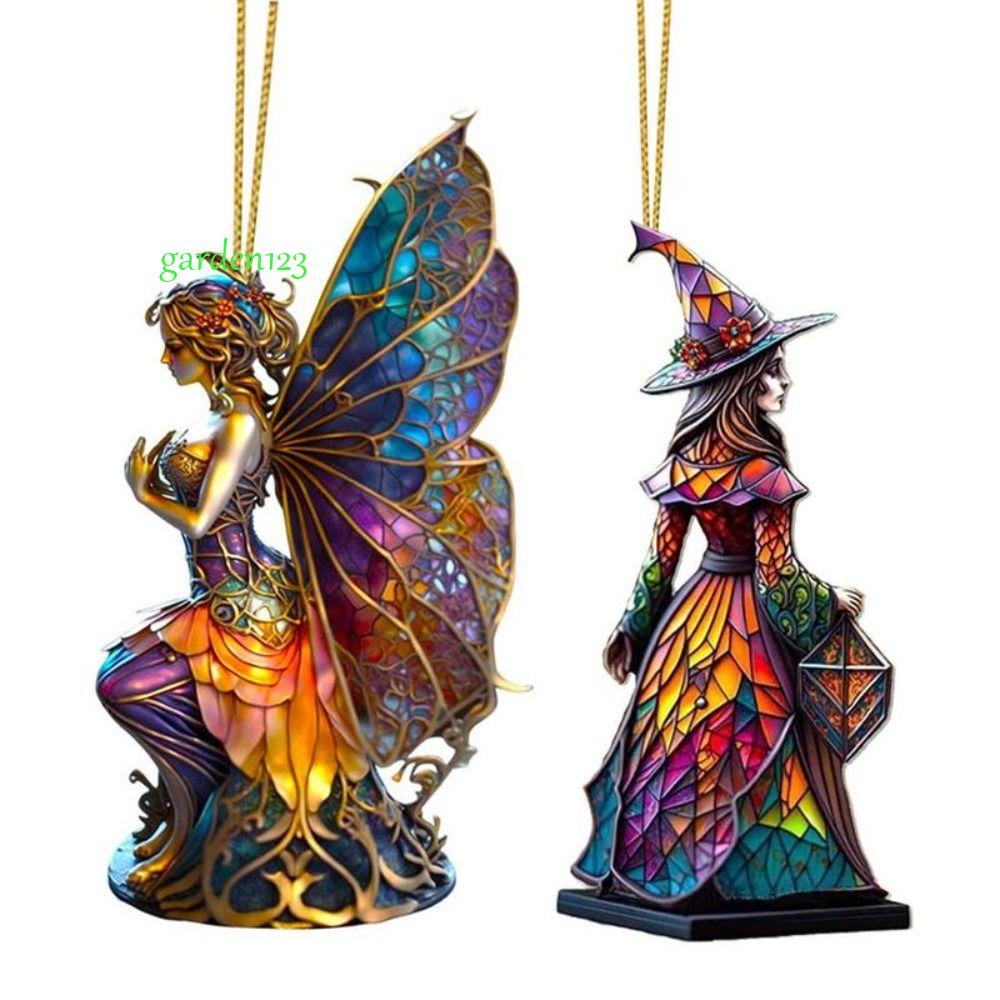 AGARDEN Halloween Witch Pendant , Pingente De Bruxa Acrílico Lindo E Pendurado Ornamento Plano , Porta Plana Em De 2 Estilos