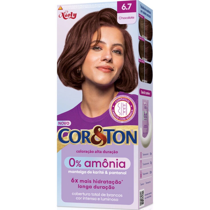 Cor e Ton Sem Amônia 6.7 Chocolate Cor e Ton 0% Amônia | Shopee Brasil