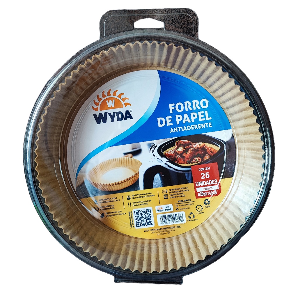 Forro de Papel Wyda Para Air Fryer 20x4,5cm com 25un