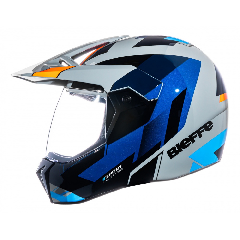 Capacete Moto Bieffe 3 Sport React Esportivo Cross Trilha Cinza Azul C Selo Inmetro Lancamento Shopee Brasil