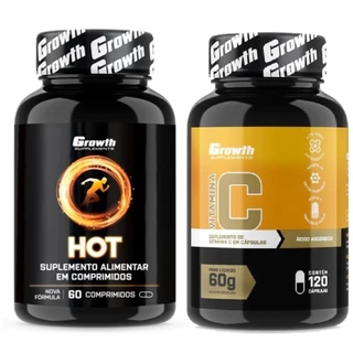 Hot Termogênico 60 Caps + Vitamina C 120 Caps Growth