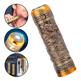 Barbeador Eletrico Giratorio A Prova D'agua Dourado Dragao