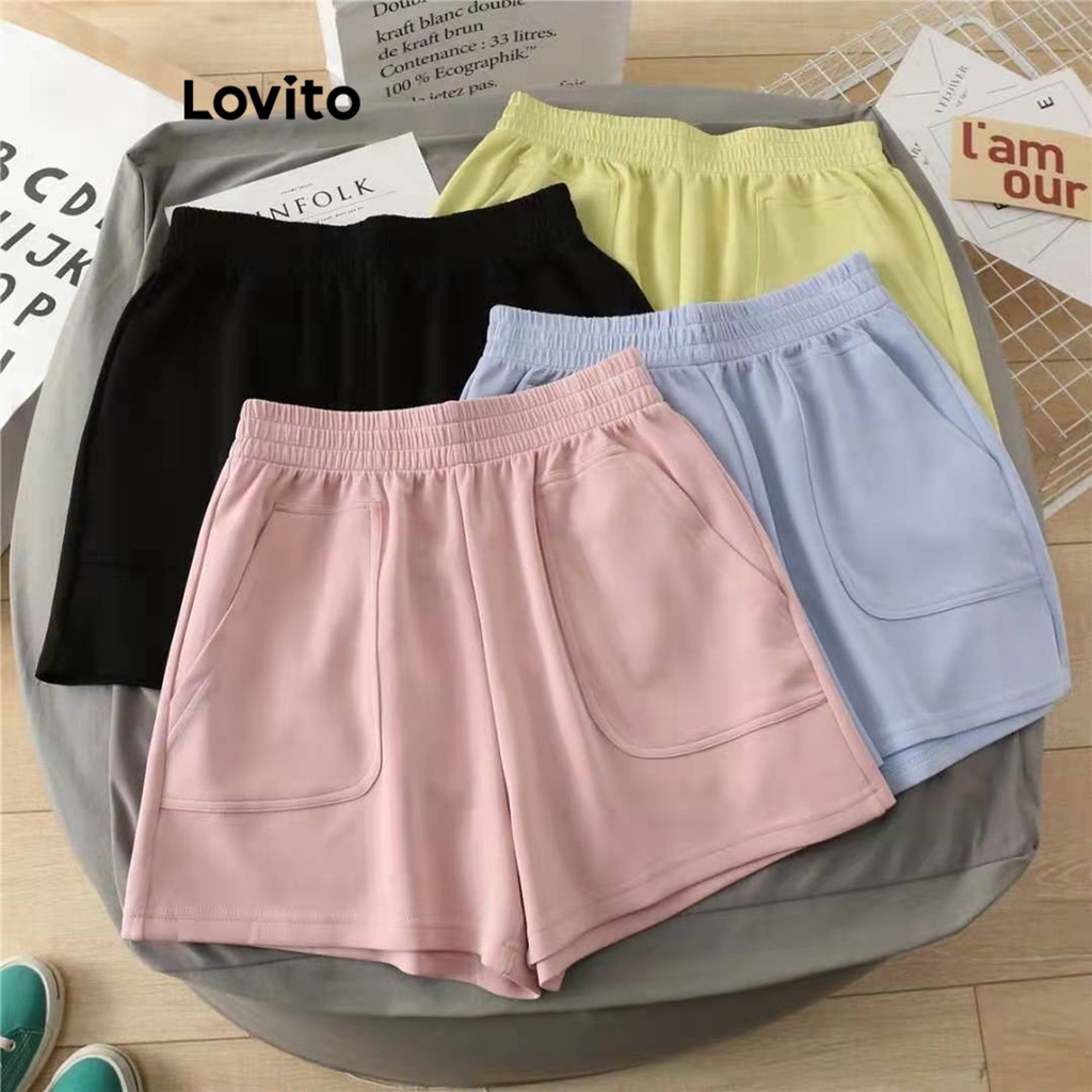 Em Estoque) Lovito Shorts Elegante Listrado com em Promoção na