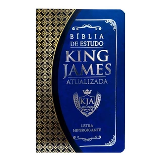 Bíblia de Estudo KJA | King James Atualizada | Letra Hipergigante | PU | Azul e Preto