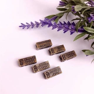 Passante Mistérios para Terço - Kit 6 Passante para Pai Nosso - Contemplações dos Mistérios Ouro Velho