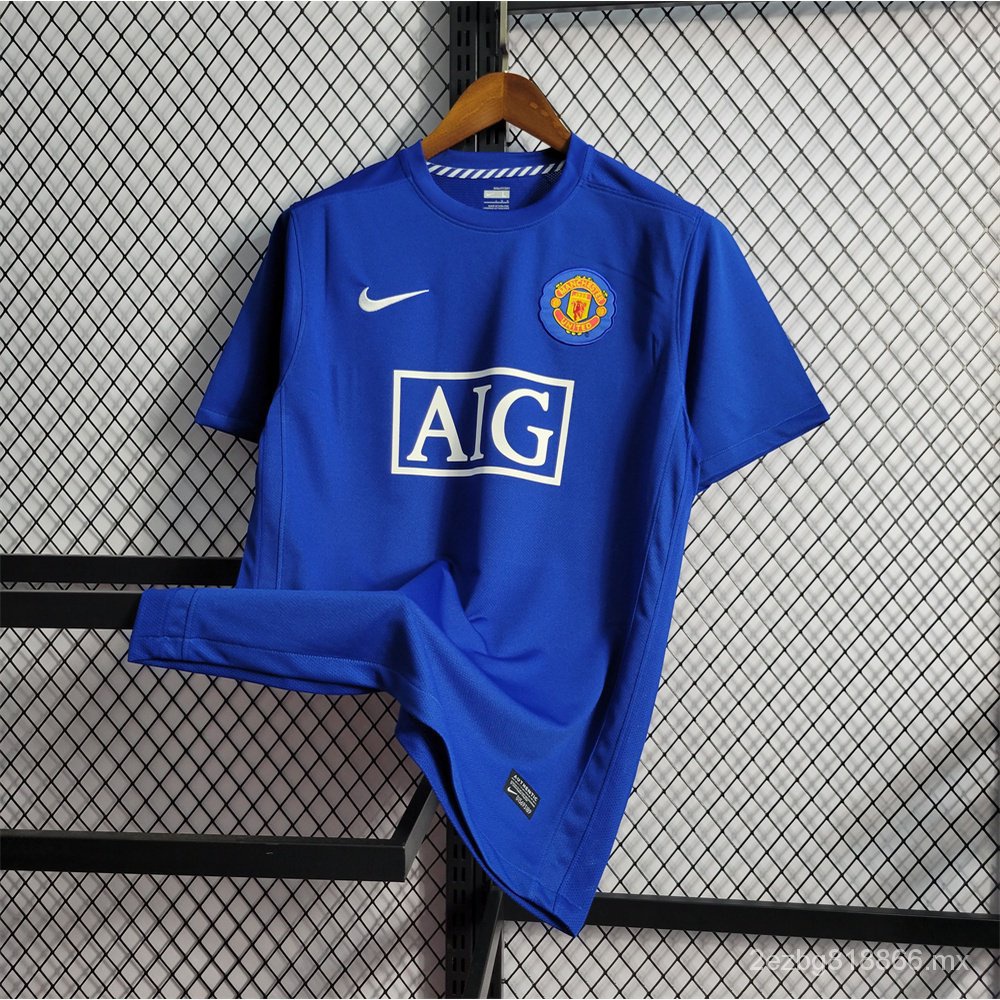 07-08 Camiseta retro Manchester United far Classic Blue M-U soccer