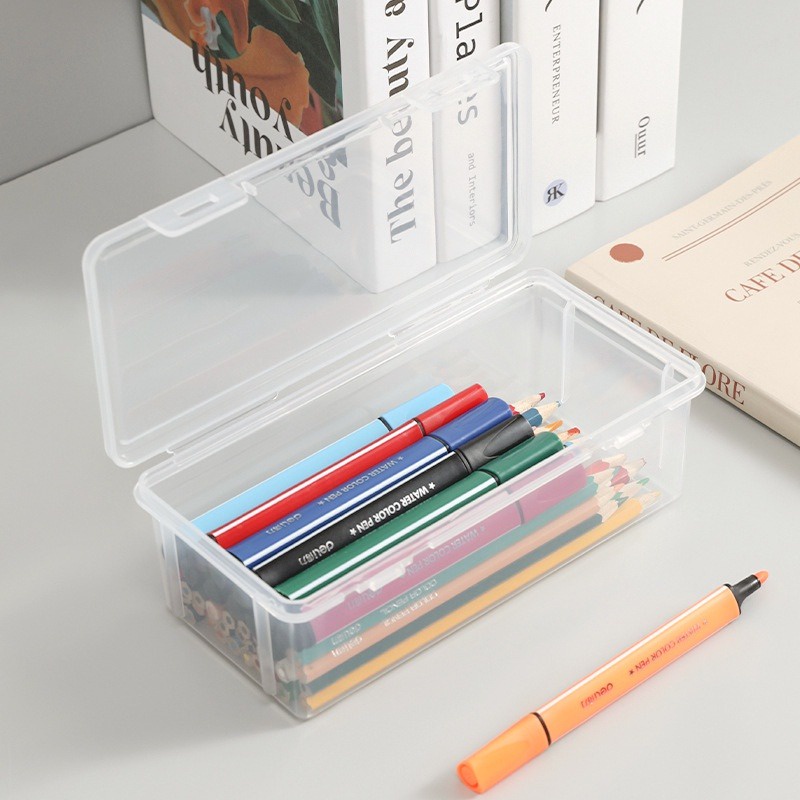 Atacado Caixa Organizadora De Lápis De Plástico De Papelaria Transparente De Grande Volume Esboço Infantil Caneta Aquarela