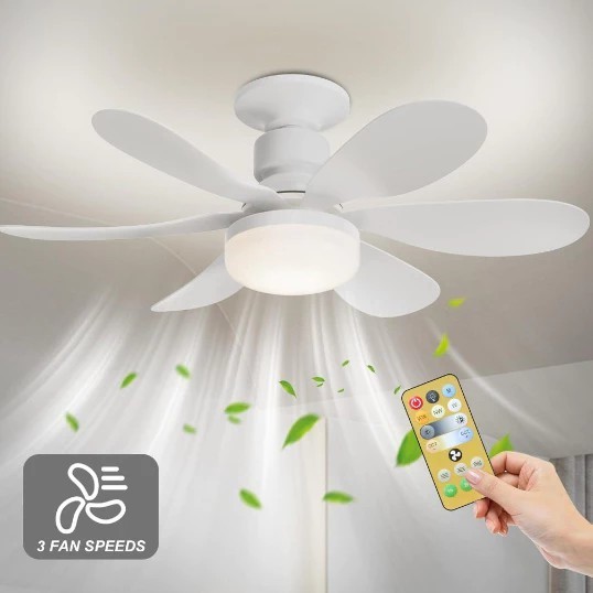Ventilador De Teto Wind Light Silent Controle Remoto Lâmpada Led Silenciosa 6 Folhas