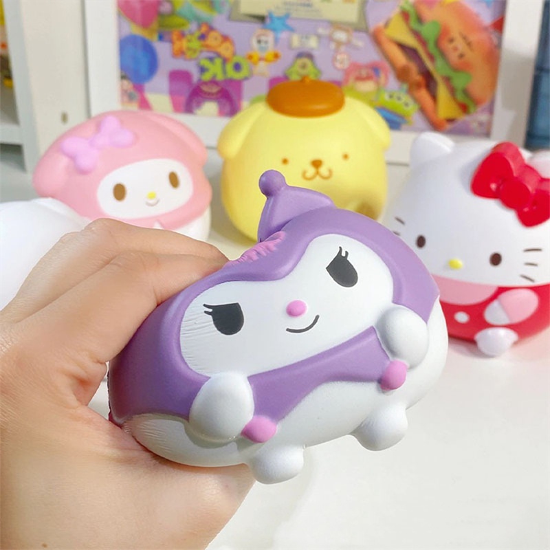  Sanrio Kuromi Cinnamoroll Pompom Purin Squishy Squeeze Toys PU Stress Stretch Kids Toy Party Aniversário Festival