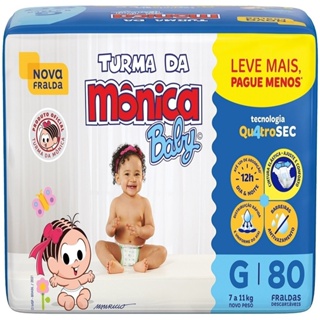 Fralda Descartável Turma da Mônica Giga Grande 4 Pacotes c/ 80 Fraldas