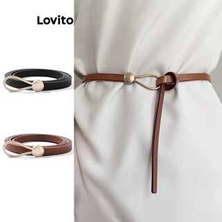 Lovito Casual Simples Cinto de Amarrar Básico para Mulheres L63AD240 (Marrom/Preto)