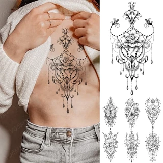 Tatuagem Temporária À Prova D'água Linha De Adesivos Lace Henna Totem Peony Rose Flash Tatuagens Mulheres Homens Sexy Arte Corporal Do Braço Falsas