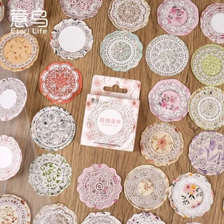 Etori Life 46 Pçs Colorido Rendas Flores Adesivo DIY Decorativo Papelaria Álbum Diário Copo Notebook Brinquedo Do Telefo