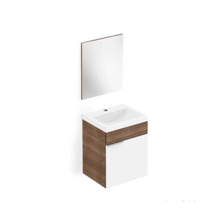 Gabinete para banheiro Like 54x41cm com lavatório e espelho branco e wengue Celite
