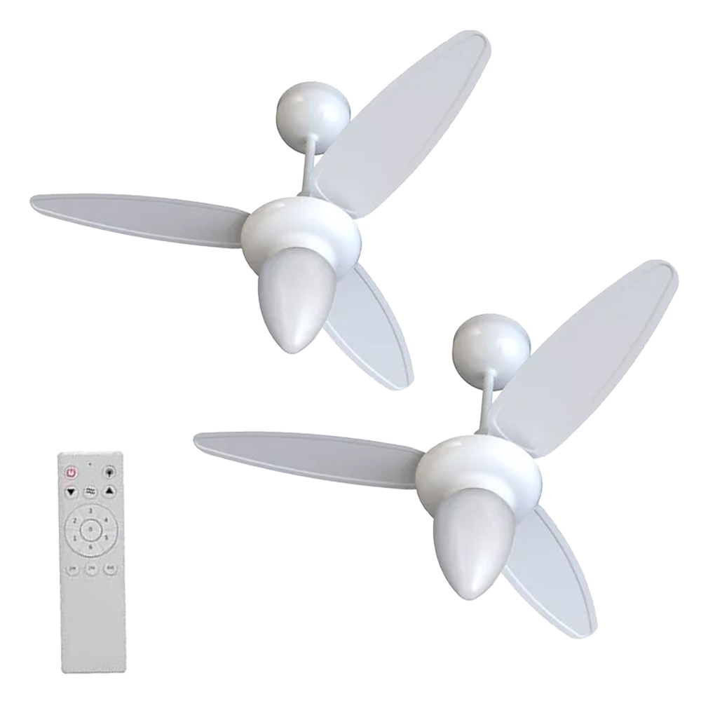 Kit 2 Ventiladores de Teto Inverter Wind Branco com Controle Remoto Bivolt E-27 Ventisol