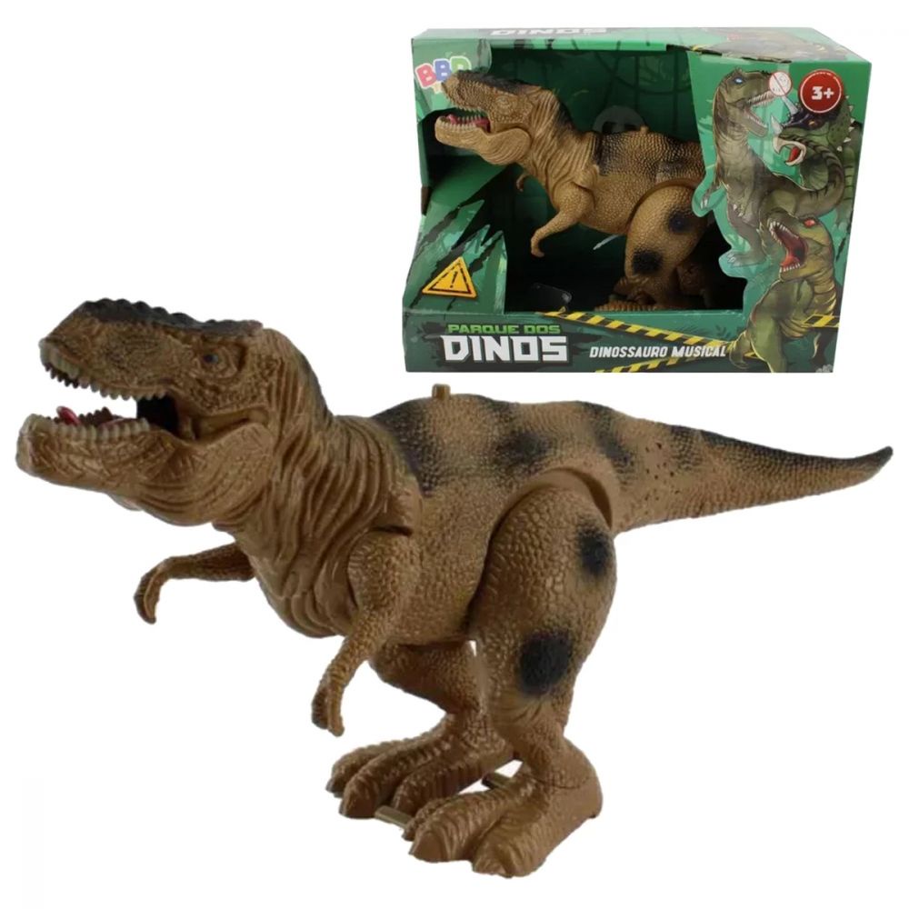 Dinossauro Tiranossauro Rex Jogo Dino Morde Dedo Jurassic Cor Marrom