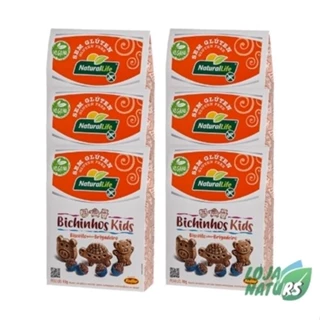 KIT 6 Unidades Biscoito Bichinhos Kids Vegano Sem Glúten 80g - Natural Life