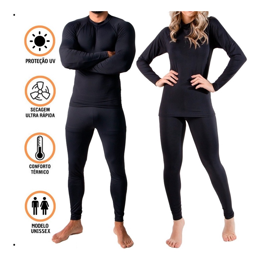Conjunto Segunda Pele Térmica Flanelado Frio Intenso Preto | Shopee Brasil
