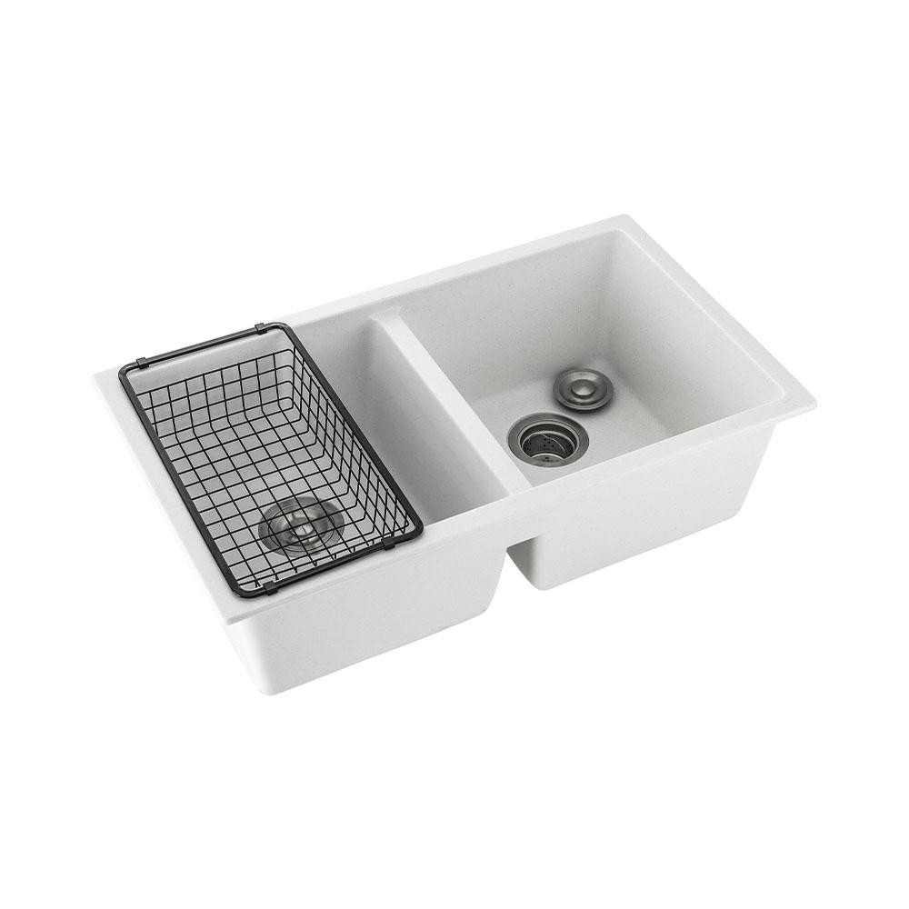Cuba Para Cozinha Gourmet Dupla De Quartzo Com Acessórios Yuma Pingoo - Branco