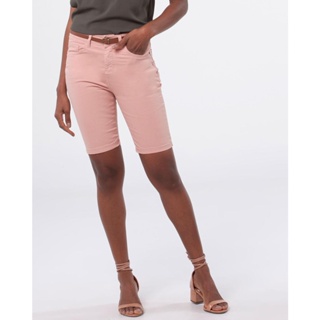 Bermuda Feminina Sarja Cintura Alta Rosa