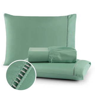 Kit Lencol Jogo De Cama Casal Berço Solteiro King 400 Fios Micropercal com Ponto Palito em Oferta na Shopee