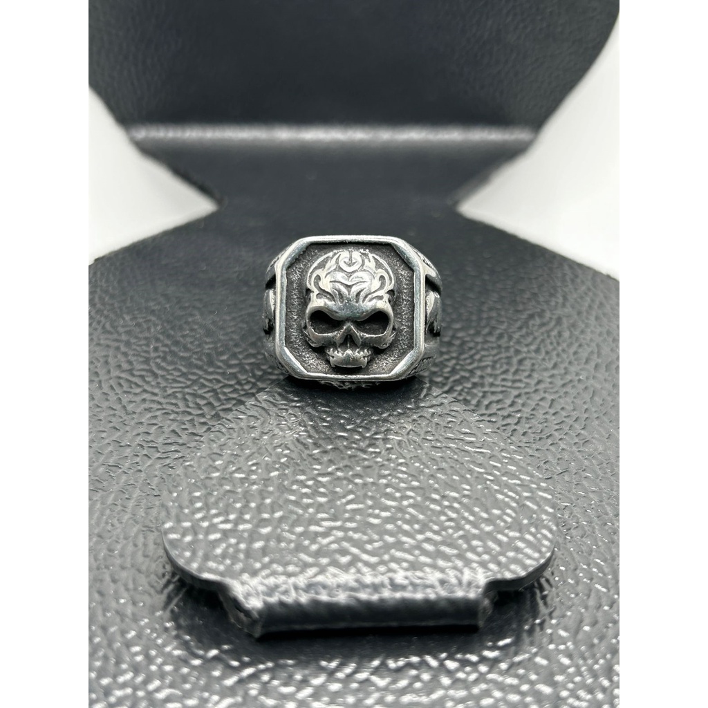 Anel Masculino Dedeira Em Aço Inoxidável Anel Banhado A Prata Morto-vivo